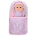 9.5 Zoll Vinyl Babypuppe Spielzeug mit Fläschchen und Blumenschlafsack für Kinder - Rosa Lila Blumenstil (ST-Q9-006C) / 24cm