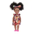 35cm Black Baby Doll 14 Inch African Doll Toy with Curly Hair and Floral Dress Set - 35cm/14 inch / Floral Pattern Dress (ST-Q14-276B)