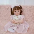 20 Inch Reborn Baby Doll Lifelike Cute Infant Toddler Toy with Pink Dress and Rabbit - Pink Lace Dress Style (Without Plush Toy) (Q20-007-077) / 50cm Reborn Doll