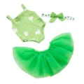 Details des 18 Zoll Puppen St. Patricks Day grünen Kleeblatt Outfit Sets mit Tutu und Haarreif. - 43cm Baby Born Puppe / Klee Tutu Rock