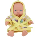 5.5 inch cute baby doll with yellow hooded bathrobe miniature reborn toy gift for girls - Yellow Printed Bathrobe Style(ST-Q5-007B)