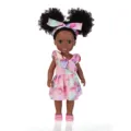 35cm black baby doll cute african doll 14 inch curly hair doll toy for kids gift - 35cm/14 inch / Pink Starry Dress (ST-Q14-277B)