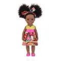 Cute 35cm African baby doll with curly hair, floral dress and accessories for kids gift. - 35cm/14 inch / Yellow Floral Dress (ST-Q14-278A)