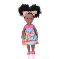 14-Inch Cute Black Baby Doll African Toy with Floral Dress and Pink Shoes Variant - 35cm/14 inch / Colorful Floral Dress (ST-Q14-278B)