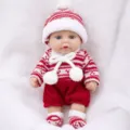 WIEDERGEBORENE Baby Puppe 25cm weiches Vinyl Kleinkind Spielzeug mit rotem Weihnachtshut Set - Weihnachtsstil mit rotem Pullover / Baby im roten Pullover / 10-Zoll-Puppe