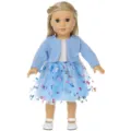 18 Inch Doll Clothes Blue Cardigan Butterfly Dress Set for 45cm Girl Dolls Variant - Blue Dress With Coat / 18-Inch Doll Clothes