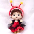 10cm DIY vinyl doll cute ladybug outfit variant, miniature BJD collectible dress up toy. - Red Little Bee (Q4-006)