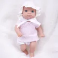 8 Inch Vinyl Reborn Baby Doll Soft Toy with Pink Knitted Top and Cute Hat Variant - Pink and White Pajamas Style
