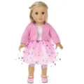 18 Inch Doll Clothes Set Pink Cardigan Butterfly Mesh Skirt Outfit For 45cm Dolls - Pink Dress With Coat / 18-Inch Doll Clothes