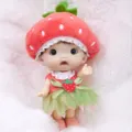 10cm DIY cute vinyl doll with strawberry plush hat and dress, perfect for collection and gift box. - Strawberry Fairy (Q4-008)