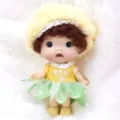 Cute 10cm DIY Vinyl Doll Toy with Yellow Hat and Green Tutu Skirt for Kids Gift. - Pineapple Fairy (Q4-009)