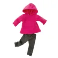 Cute 45cm doll sportswear outfit including a pink hoodie and grey leggings for fashion dolls. - Tops / Rose Red Hooded (QD18-410)