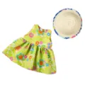 18 inch American girl doll clothes summer dress and straw hat set colorful floral outfit. - Bright Green Floral Style / 18-inch Doll Clothes