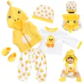 Cute 22 inch reborn baby doll clothes set yellow duck winter outfit with hat and shoes - Set / 22 Inch / Yellow