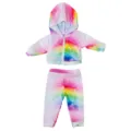 18 inch doll clothes set rainbow hoodie pants cute fashion toy doll outfit casual wear - Tops / Rainbow Tie-Dye Hooded (QD18-585)