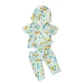 45cm Doll Clothes Set Summer Short Sleeve Hoodie Pants Cute Leopard Print Toy Outfit - Tops / Leopard Tropical Plant (QD18-308)