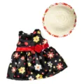18 inch doll clothes set with floral dress and straw hat for american girl dolls fashion. - Black Multicolor Floral Style / 18-inch Doll Clothes