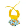 45cm American Girl Doll Summer Swimwear Halter Ruffle Top Pineapple Print Outfit SKU - Yellow Strap Pineapple Print Style (Q18-533)