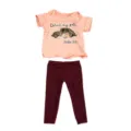 45cm doll clothes set peach short sleeve t-shirt leopard beetle print matching maroon pants - Top (QD18-051) / 45cm Doll Clothes