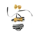 45cm American Girl Doll Swimwear Set Black White Stripes Gold Bow Summer Outfit Toys - Black White Stripe Bow 3-Piece Set (Q18-535)