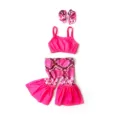 18 inch American girl doll clothes set with pink top snake print bell bottom pants and headband. - Pink Snake Print Set (Q18-191)