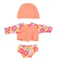 18 inch doll summer swimwear set 45cm doll clothes orange floral rash guard with hat - Pure Orange Long Sleeve Floral 3-Piece Set (QD18-017)