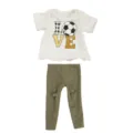 18 inch doll clothes outfit set with white t-shirt and green leggings for doll toy accessories - Football Print Top And Army Green Ripped Pants (QD18-050) / 18 Inch