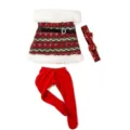 18-Zoll Puppen Weihnachtskostüm Set, rotes Strickkleid, glitzerndes Stirnband und Leggings. - Rot Gestreiftes Schal-Set (Q18-244) / Passend für 16-18 Zoll Puppen
