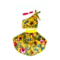18 Zoll Puppenkleidung Set gelb Tropen Blumen Top Rock mit rotem Haarband für Puppen - Q18-502 Gelbe Blätter Stil / 18 Zoll / Packung