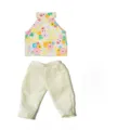 18 Inch Doll Clothes Set Floral Halter Top and Yellow Pants for Doll Dress Up and Play - Halter Floral Vest Pants Set (QD18-175)
