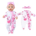 18 inch baby doll clothes pink flamingo jumpsuit and headband set for doll accessories. - Pink Flamingo Romper (QD18-765)
