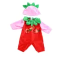 Cute 18 inch American doll clothes fruit series red romper and matching hat set for 45cm toy dolls - Apple Style (Q18-136) / 18-inch Doll