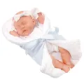 Poupon reborn de 12 pouces jouet de simulation pour bébé avec couverture et bandeau - Ensemble Bébé Simulation (Q14-23003C) / Comprend une Poupée et un Sac de Couchage / Bleu Tacheté