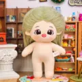 20CM Attributlose Baumwollpuppe Plüschtier Flauschiges Grünes Haar Nackte Puppe DIY - Yuki mit grünen Haaren