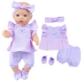 18 inch baby doll clothes purple floral outfit set with headband and shoes for toy dolls - Purple Small Floral Set (QD18-783)