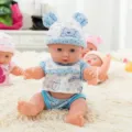Bambola neonato in vinile giocattolo in gomma morbida simpatico vestito da orso blu 30cm regalo - Stile Orso Blu / Versione silenziosa da 30 cm