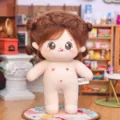 20cm Baumwolle Puppe Nackt Koerper Braun Flauschiges Haar Pluesch Spielzeug Tuchpuppe - Xiao Chan (Braun flauschig bestickt)