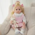 Reborn baby doll 22 inch full vinyl soft silicone lifelike newborn toy with cute pink outfit. - Pink Woolen Set Only (Without Doll) (Q22-020-078) / 55cm