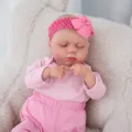 Poupon reborn de 20 pouces avec tenue rayée rose et bandeau, jouet doux pour enfants. - Style Pyjama Rayé Rose Blanc (Q20-004-053) / Poupée Reborn 50 cm