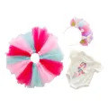 Infant baby mermaid costume set including tutu skirt, headband and romper for little girls. - Q18-372 Dark Multi-color Mermaid Tulle Dress / 16-18 Inch Doll Clothes