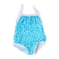 Summer swimsuit for 45cm American girl dolls, blue spot print one-piece doll clothes. - Blue Irregular Spots One-Piece Style (QD18-031)