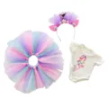 Cute mermaid baby costume set with tutu skirt, shell headband, and printed romper for girls. - Q18-430 Purple Pink Mermaid Tulle Skirt / 16-18 Inch Doll Clothes
