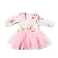 Rosa Blumen Langarm Prinzessin Kleid und süßer Tüllrock für 18 Zoll Puppen Outfits. - Blumiges Rosa Tüllkleid (Q18-260) / 18 Zoll