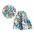 18-Zoll Amerikanisches Mädchen Puppenkleidung Set, blumiges ärmelloses Kleid mit Hut. - Für 18-Zoll-Puppe / Dunkelblau Blume