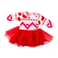 Süßes 18 Zoll amerikanische Puppenkleid Langarm Herzmuster mit rotem Tutu Rock Outfit. - Rot Gestreiftes Tüllkleid (Q18-251) / 18 Zoll
