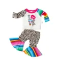 18 Inch American Girl Doll Outfit Leopard Print Color Block Long Sleeve Top Bell Bottoms Set - Color Block Leopard Set (QD18-320)