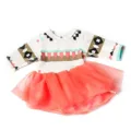 18 Zoll Puppenkleid Tutu Rock Geometrischer Druck Langarm Prinzessin Kleid für Puppen - Gestreift Karomuster Orange Tüllkleid (Q18-259) / 18 Zoll