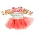 18 zoll amerikanische mädchen puppenkleidung set langarm geometrisches top tutu rock - Orangefarbenes Muster-Tüllkleid (Q18-252) / 18 Zoll