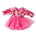 18 Zoll Puppenkleid Set rosa Blumen Langarm Top und Tüll Tutu Rock für 45 cm Puppen - Rot-Weißes Blumen-Tüllkleid (Q18-253) / 18 Zoll