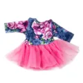 18 Zoll amerikanisches Puppenkleid Set mit Blumen langarm Top und rosa Tüllrock Variante. - Violettes Blumen-Tüllkleid (Q18-258) / 18 Zoll